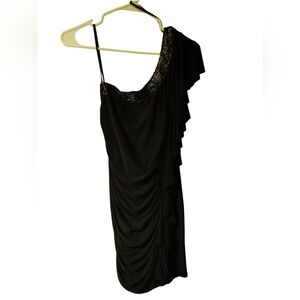 Taboo Women's Y2k Black One Shoulder Ruched Bodycon Fit Mini Cocktail Dress XL